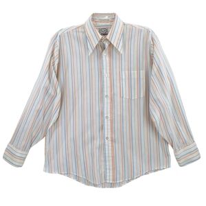 VTG Plaza Suite Shirt Men XL Long Sleeve Point Collar Button Up White Blue